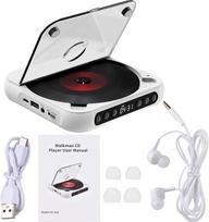 Nešiojamasis CD grotuvas su ausinėmis, įkraunamas „Bluetooth“ CD grotuvas, apsauga nuo dulkių, LED ekranas, suderinamas su CD, CD-R, CD-RW, MP3 ir WMA formatais – su TF kortelių skaitytuvu, skirtas automobiliui, kelionėms ir namams