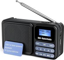 Nešiojamasis DAB radijas, DAB Plus FM radijas su "Bluetooth 5.0" ir 80 išankstinių nustatymų Virtuvės radijas su kabeliu arba 2200 mAh akumuliatoriumi, palaiko saulės ir USB įkrovimo USB atmintinę/TF/AUX jungtį