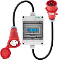 Nešiojamasis elektros skaitiklis, 3 fazių, 16 A, 400 V, su MID kalibravimu, CEE kištuku/jungtimi (5 kontaktų), IP44 ir H07RN-F 2,5 mm² prailginimo kabeliu (1 m + 1 m), skirtas statybvietėms, kempingams ir „Wallbox“ įrenginiams