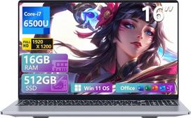 Nešiojamasis kompiuteris su 16 colių ekranu, „Core i7 6500U“ procesoriumi, 16 G RAM + 512 G SSD (16GB RAM + 512GB SSD)
