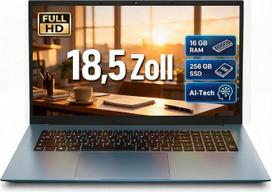 Nešiojamasis kompiuteris su 18,5 colių FHD ekranu, 16GB RAM, 256GB SSD, dirba su AI | „Core i3“, „Wi-Fi 6“, visapusiškas „Type-C“ jungties funkcionalumas, vokiška klaviatūra, idealiai tinka studijoms, darbui namuose ir verslui
