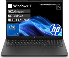 Nešiojamasis kompiuteris „HP OmniBook 3“ (16 colių 2K ekranas, „Intel Core 3“, 8GB RAM, 512GB, „Windows 11“, QWERTZ) - Juodas | Patikimas nešiojamasis kompiuteris su dideliu 2K ekranu, skirtas kasdieniam naudojimui, darbui biure ir transliacijoms su „Wi