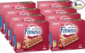 Nestlé Fitness Bars Red Berries Cereal Bars Energijos batonėliai su džiovintais vaisiais, 8 vnt. (4 x 23,5 g)