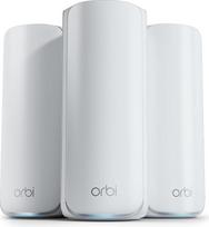 NETGEAR Orbi serija 770 | „Mesh WiFi 7“ sistema | RBE773 | „Mesh WiFi 7“ maršrutizatorius ir 2 palydoviniai įrenginiai | Iki 11Gbps | Aprėptis iki 540 m² | 100 įrenginių | 2,5GB interneto prievadas | Trijuostų BE11000 | 3 vnt. rinkinys