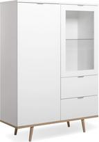 Newfurn Elia.Three Highboard Sideboard Skandinaviška komoda Aukšta spinta II 100 x 140 x 40 cm (plotis x aukštis x gylis) II, balta/balta Svetainė Miegamasis Valgomasis