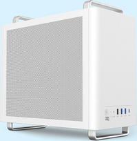 NEWWAY – „NC1“ nešiojamasis „mini tower“ kompiuterio korpusas – suderinamas su „Mini-ITX“, „ITX“, „Micro-ATX“ – USB C tipo jungtis – 1 ventiliatorius su 9 mm 3 kontaktų „Molex“ jungtimi – metalinis tinklinis šonas (baltas)