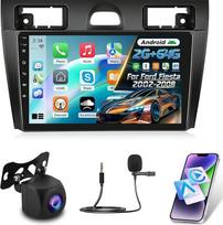 NHOPEEW 2G + 64G "Android" automobilinis radijas "Ford Fiesta" 2002-2008 m. - belaidis "Carplay" ir "Android" automobilis - 9 colių "Android" stereo su WiFi EQ GPS Mirror Link FM RDS + AHD galinio vaizdo kamera ir mikrofonas
