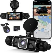 NHOPEEW 3 colių 2K „Wi-Fi“ vaizdo registratorius, 4 kanalų 360° automobilinis vaizdo registratorius + 1080p salono kameros kairėje ir dešinėje + galinio vaizdo kamera, vaizdo registratorius su G-jutikliu, naktinio matymo funkcija, ciklinis įrašymas