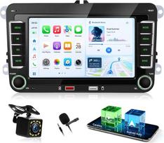 NHOPEEW automobilių radijas, skirtas „VW Passat“ B6, B7, „Golf“ 5, 6, „Jetta“ T5, „EOS“, „Polo“, „Touran“ ir „Seat Sharan“ modeliams, su belaidžio „CarPlay“ ir „Android Auto“ palaikymu, vairo valdymu ir „DSP“ internetiniu vaizdo transliavimu