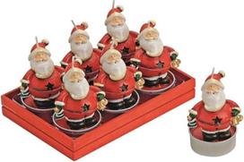 NIKOLAUS/SANTA CLAUS Kalėdų žvakės Kalėdų arbatos žvakės Kalėdų stalo dekoracijos Kalėdų adventas Kalėdų vakarėlis Žiemos žvakės Kalėdų Senelio formos - 6 vnt.
