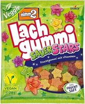 nimm2 „Laughing Gum SauerStars“, veganiškos rūgščios vaisių kramtomosios gumos, 1 x 250 g