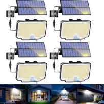 nipify 4 saulės šviesos žibintų pakuotė su judesio jutikliu, 318 LED, 3 režimai, saulės lauko apšvietimas, IP65 atsparumas oro sąlygoms, plataus kampo apšvietimas, ryškus saulės prožektorius lauke, namuose, prie sienos, sode, garaže