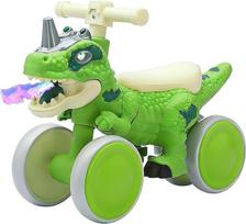 NMM Dinozaurų balansinis dviratukas nuo 1 metų, slydimo automobilis 12-36 mėnesių, dinozaurų žaislas su šviesomis, muzika ir purškimo funkcija, tinkama pirmojo gimtadienio dovana berniukams ir mergaitėms - žalias