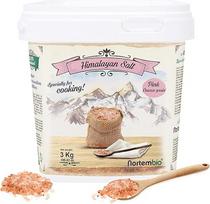 Nortembio Rožinė Himalajų druska 3 kg rupi (2-5 mm) 100% natūrali druska, turtinga mineralais, naudinga sveikatai, naudojama gaminant maistą, nerafinuota, be konservantų, iš Pandžabo Pakistane