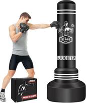 NZQXJXZ Savarankiškai stovintys bokso maišai suaugusiems – 175 cm aukščio sunkusis bokso maišas su stovu – vyrams skirtas stovintis bokso maišas, pripučiamas kikbokso maišas, skirtas MMA, muay thai ir fitneso treniruotėms