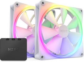 NZXT F140 RGB dvigubas rinkinys – 2 vnt. 140 mm PWM RGB ventiliatoriai + koncentratorius – balti