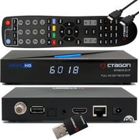 OCTAGON SFX6018 S2+IP H.265 HEVC 1x DVB-S2 HD E2 „Linux“ išmanusis imtuvas, palydovinis imtuvas su įrašymo funkcija, kortelių skaitytuvas, „YouTube“, internetinis radijas, 300Mbit WLAN raktas + „EasyMouse“ HDMI kabelis, juodos spalvos