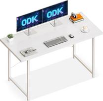 ODK kompiuterinis stalas 120 x 50 cm, nedidelis biuro stalas namų biurui su daiktų laikymo maišeliu, stalas mažoms patalpoms, kompiuteriniai stalai ir darbo vietos, paprastas surinkimas, baltas