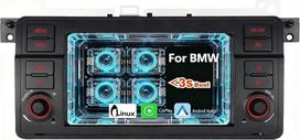 OEM automobilių radijo keitimas su belaidžio „CarPlay“, „Android“ ir „Linux“ sistemomis, AM/FM/RDS, „Bluetooth 5.0“, jutikliniu ekranu su sukamuoju reguliatoriumi, greitu paleidimu per 3 sekundes ir „Plug & Play“ funkcija, skirtas „BMW 3 serijos“ E46 mode