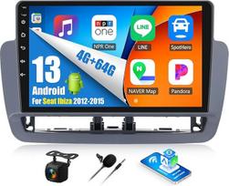 OiLiehu 4+64G Android 13 automobilinis radijas Seat Ibiza 2012-2015 Carplay Android automobilinis radijas su 9 colių ekranu ir Mirror Link Bluetooth FM RDS GPS WiFi + atbulinės eigos kamera
