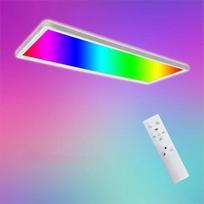 ONDTA LED lubinis šviestuvas, reguliuojamo ryškumo LED plokštė, 58 x 20 cm, 22 W, RGB, neutraliai balta 4000 K, su nuotolinio valdymo pultu, IP44, virtuvės lempa, vonios kambario lempa, skirta žaidimų kambariui, vaikų kambariui, miegamajam, stačiakampio f