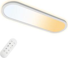ONDTA LED lubų šviestuvas 22 W su nuotolinio valdymo pulteliu, 60 x 20 cm, 2700 K - 6500 K, 3000 lm, ovalus dienos šviesos lubų šviestuvas, atminties funkcija, IP44 Vonios kambario šviestuvas, skirtas svetainei, miegamajam, prieškambariui, biurui, dirbtuv