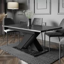 Onikso stalas - valgomojo stalas - stačiakampis - 140x80x75 cm - išplečiamas iki 180 cm - stalas su X formos rėmu - modernus - skirtas valgomajam, virtuvei, svetainei, salonui (juodas marmuras)