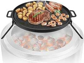 onlyfire Ketaus kepimo grotelės su nuimamu pagrindu, kepsninės plokštė, skirta "Solo Stove Bonfire" ir "Yukon Fire Pit", skersmuo 52,5 cm, kepsninės su ugniakuru, kepsninėms skirta kepsninės plokštė