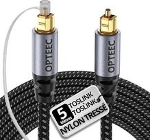 Optinis garso kabelis – 5 m – „Toslink“ optinis garso kabelis, skirtas namų kino garso kolonėlėms, televizoriams „Samsung“, „Bose“, „LG“, „Sony“, „Sony PS4“ ir „Xbox“ – sustiprintas nailono pynimu – paauksuotas jungtis (5 m)