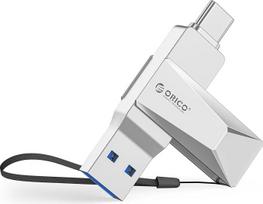 ORICO USB atmintinė 256GB USB 3.2 atminties kortelė OTG iki 150MB/s "2-in-1" C tipo metalinė atmintinė, skirta "iPhone 17/16/15/Android" išmaniesiems telefonams, planšetiniams kompiuteriams, kompiuteriams Mac/Laptop/PC, sidabrinė, CB05