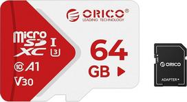 ORICO TF30 „Micro SD“ kortelė 64GB + adapteris, „Micro SDXC“ atminties kortelės, „Full HD“ ir „4K UHD“, A1, C10, V30, U3 UHS-I, iki 100MB/s, TF kortelė, skirta išmaniesiems telefonams, automobilių vaizdo registratoriams ir privačioms apsaugos kameroms