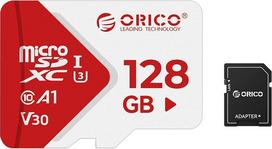 ORICO TF30 128GB „Micro SD“ kortelė + adapteris, iki 100MB/s, skirta mobiliesiems telefonams ir fotoaparatams | A1, C10, V30, U3 UHS-I, 4K UHD, „Micro SDXC“ atminties kortelės, skirtos išmaniesiems telefonams, automobilių vaizdo registratoriams ir priva