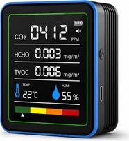 Oro kokybės matuoklis, CO₂ matuoklis su TVOC/HCHO, temperatūros ir drėgmės matuoklis