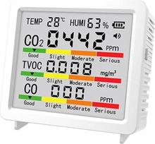 Oro kokybės matuoklis. 4 colių LCD temperatūros, drėgmės ir oro kokybės matuoklis (baltas) | Didelis 4 colių LCD ekranas, aiškiai matomi duomenys, žiūrėjimo kampas į viršų, temperatūros ir drėgmės stebėjimas realiuoju laiku