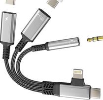 OTG USB-C į 3,5 mm ausinių jungties adapteris, AUX ausinių laidas, „Lightning Audio“ skirtas „iPhone 17“, 16, 15, 14, 13 Pro Max, suderinamas su „Samsung S25“ tipo C, adapteris, įkroviklis, dviejų prievadų jungtis, DAC raktas skirtas