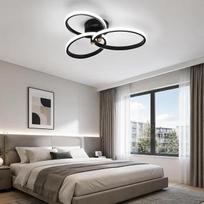 OTREN LED lubinis šviestuvas svetainei, 37 cm, 32 W, 3200 lm, 6500 K, šaltai balta | Juodas lubinis šviestuvas miegamajam, virtuvei, prieškambariui