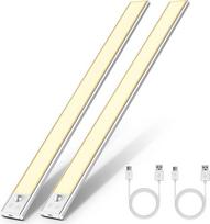 OUILA LED spintos apšvietimas su judesio jutikliu, 41 cm ilgio LED apšvietimas, itin plona reguliuojamo apšvietimo jutiklis, įkraunama belaidė apatinė juosta, spintos apšvietimo juosta, naktinė lempa, šilta šviesa, 2 vnt.