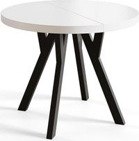 OVO apvalus išskleidžiamas valgomojo stalas, modernus svetainės ir virtuvės stalas, tvirtos konstrukcijos stalas, skersmuo 80 cm - 130 cm, balta spalva, kolekcija