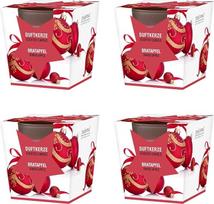 pajoma® kvapiųjų žvakių rinkinys, 4 vnt., "Baked Apple", satininiame stikle, 4 x 120 g vaško svorio, degimo laikas: 25 valandos, elegantiškoje dovanų dėžutėje, aukščiausios kokybės