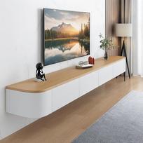 Pakabinama TV spintelė, 120–300 cm, moderni TV spintelė, TV spintelė svetainei, tinka svetainei ir miegamajam (balta/medžio, 180 cm)