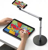 Pakabinamas mobiliojo telefono trikojis su teleskopine rankena, tvirtas aliuminis stalo trikojis išmaniesiems telefonams (aukštis reguliuojamas nuo 28 iki 81 cm), 360° pasukamas mobiliojo telefono laikiklis ant stalo, skirtas vaizdo įrašymui ir tiesioginė