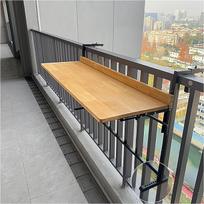 Pakabinamas stalas, skirtas balkono turėklams, sulankstomas balkono stalas iš natūralaus medžio, reguliuojamo aukščio, 75 kg, 60/90/120 x 38 cm (L60*w38cm/L23,6*W15IN)