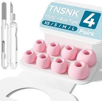 Pakaitiniai ausų kištukai "Airpods" 2/1 kartos ausinėms su valymo rinkiniu ir saugojimo dėžute (XS/S/M/L (rožinė))