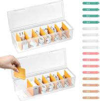 Pakuotė iš 2 kabelių organizatoriaus dėžutės Kabelių dėžutė Plastikinė skaidri kabelių laikymo dėžutė su 4 skyriais ir 16 kabelių kaklaraiščių Kabelių organizatoriaus valdymo dėžutė biurui, namams, stalui