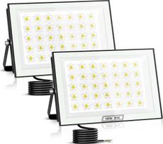 papasbox 2 vnt. 100 W LED lauko prožektorių, 6500 K, vėsiai balta, 10000 lm, lauko prožektorius, IP66 vandeniui atsparus prožektorius sodui, garažui, kiemui