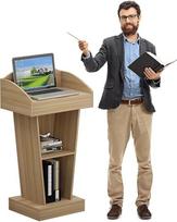 Paprastas "Lecterns" medžio drožlių plokštės nešiojamojo kompiuterio stalas, mokytojo podiumas, atviras saugojimo podiumo stovas, konferencijų stalas, podiumo stovas (natūralus)