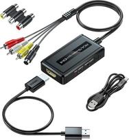 PARUIEN in 1 RCA/Svideo į HDMI keitiklis su 720P/1080P išvesties jungikliu, Svideo į HDMI keitiklis, suderinamas su VHS/DVD/STB/N64/PS2/Wii