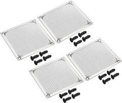 PATIKIL 120 mm ventiliatoriaus filtro grotelės su varžtais 4 pakuotės aliuminio rėmo nerūdijančio plieno tinklelio dulkių nepraleidžiantis dangtelis kompiuterio korpusui sidabrinės spalvos