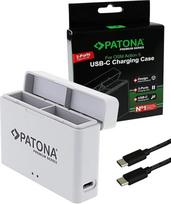 PATONA Premium Dual Charging Box for DJI Osmo Action 3 4 5 - akumuliatoriaus įkroviklis su USB-C prievadu ir įkrovimo būsenos indikatoriumi - skirtas 2 x BCX202 akumuliatoriams, saugus įkrovimas dėl MCU sistemos, pridedamas USB-C kabelis