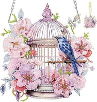 Paukščių Deimantinė tapyba Langų paveikslai su grandine Suaugusieji, rožinė gėlių narvelis Deimantinė tapyba Pakabukas ir raktų žiedas Pakabinamas ornamentas Amatų rinkinys Deimantinio meno rinkinys Sienų įėjimo dekoras